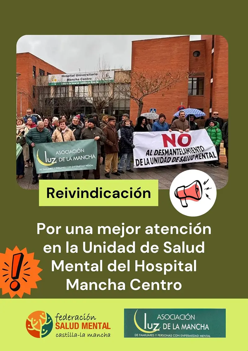 Apoyo a las reivindicaciones de Luz de la Mancha exigiendo más recursos para la Unidad de Salud Mental del Hospital de Alcázar de San Juan